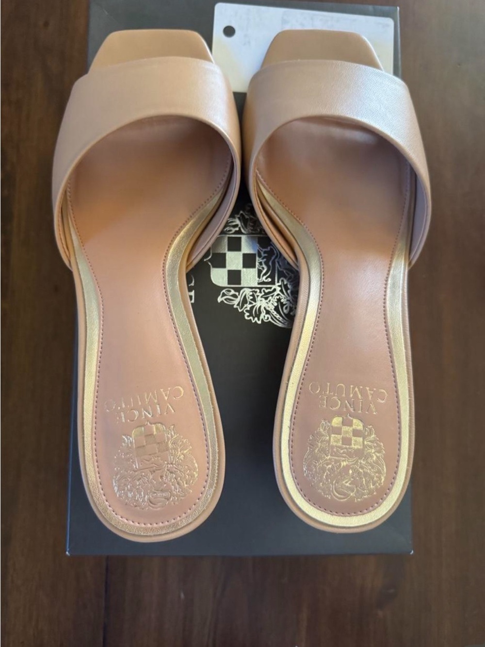 Vince Camuto Blush/Tan Leather Slide Mules